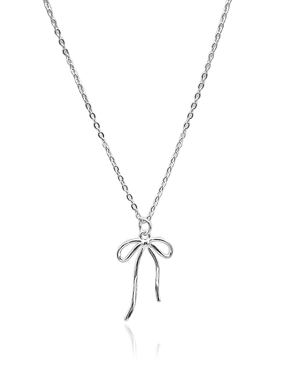 Sterling Silver And Glittered Bow Necklace 001-605-00190